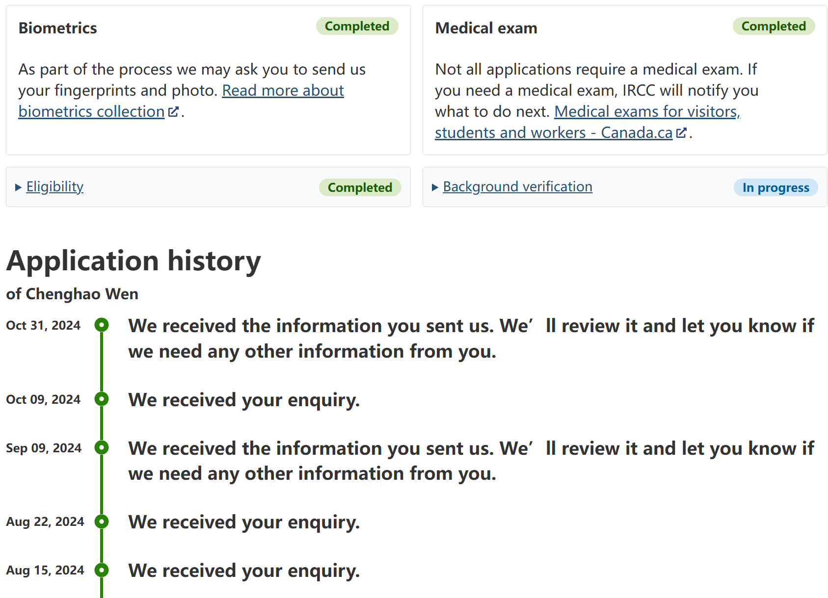 My study permit application tracker